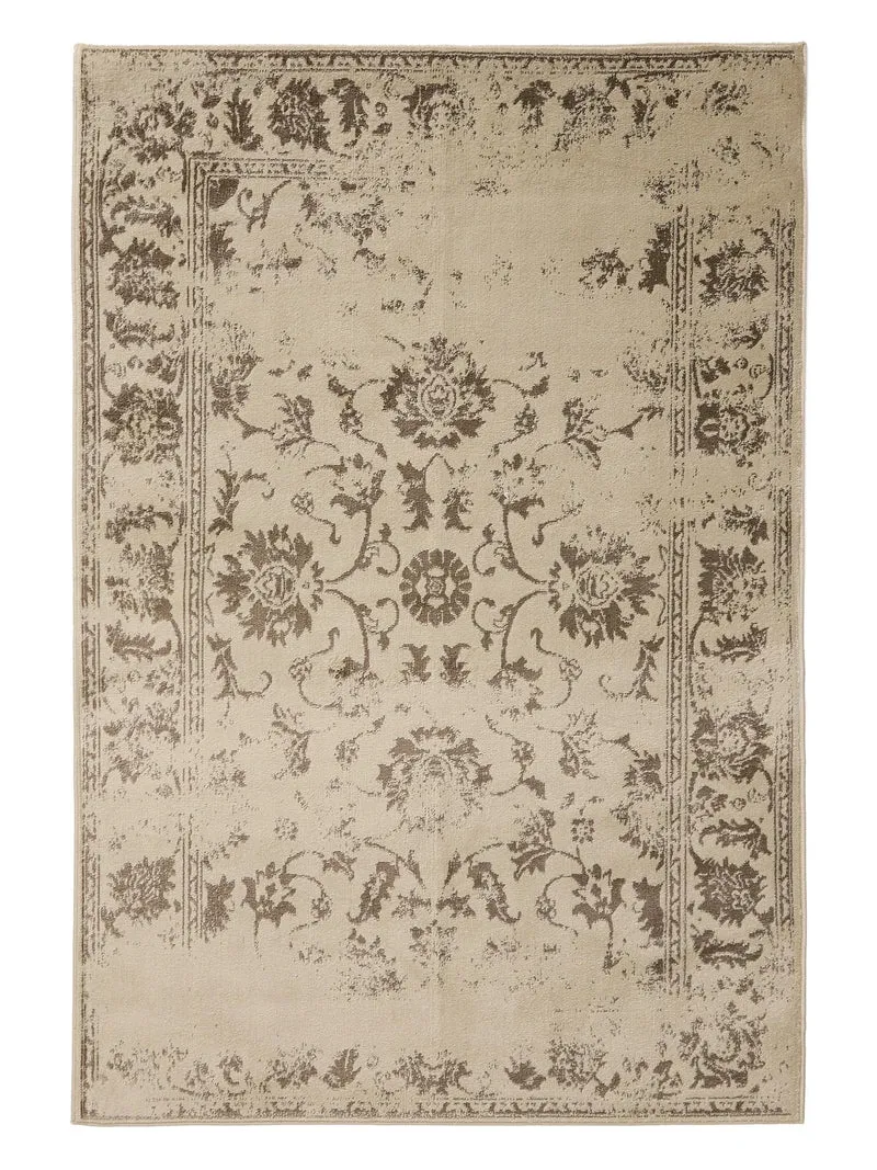 Tapis vintage motif floral crème et marron 200x300 cm