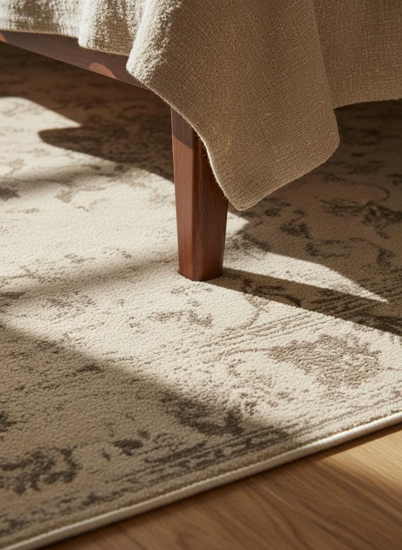 Tapis vintage motif floral crème et marron 60x120 cm