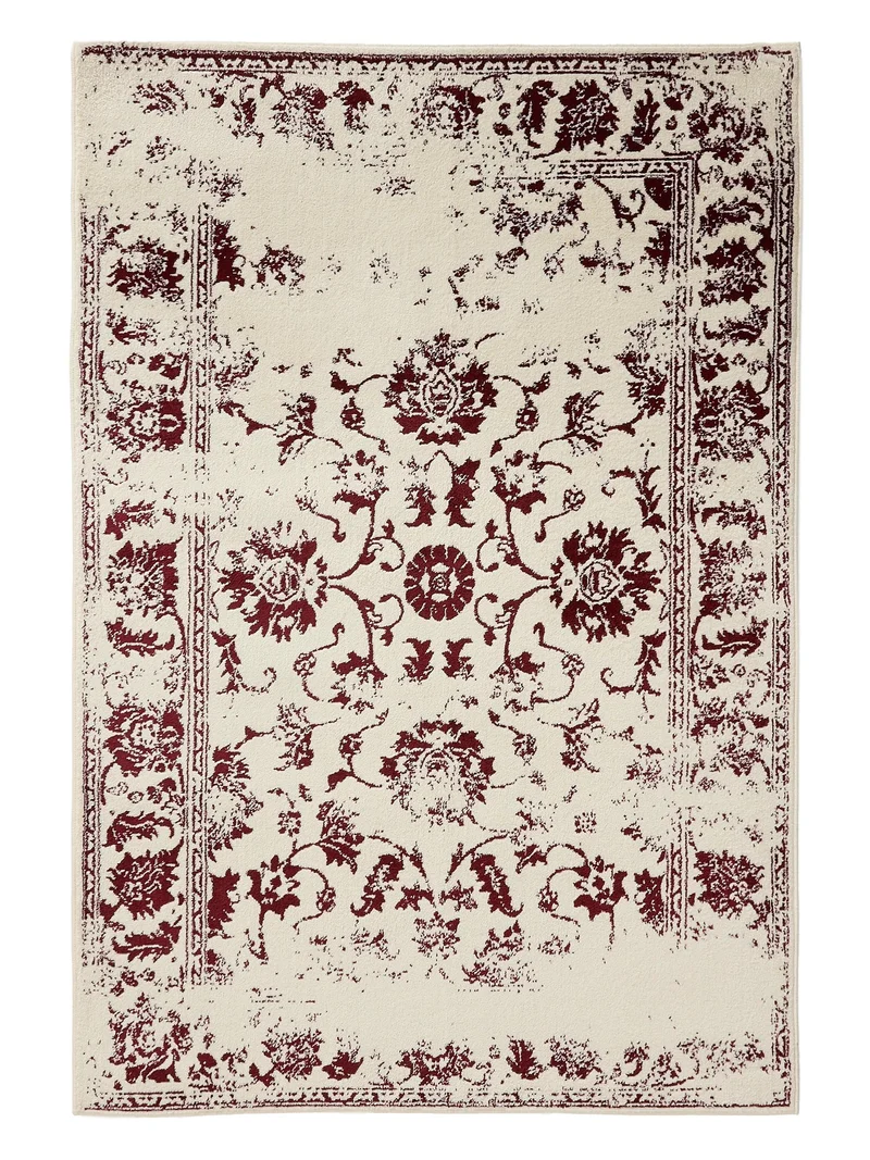 Tapis vintage motif floral beige et bordeaux 240x340 cm
