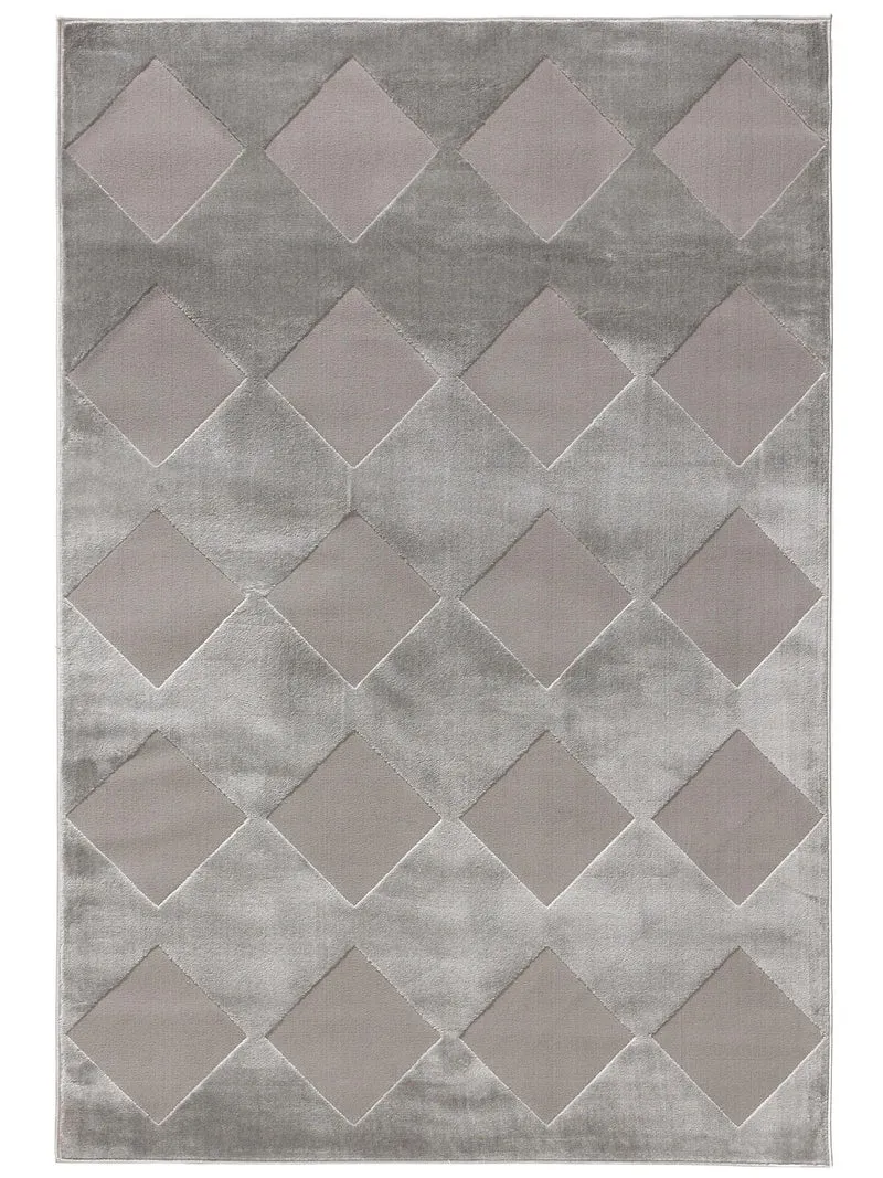 Tapis géométrique motif losange relief gris 200x300 cm
