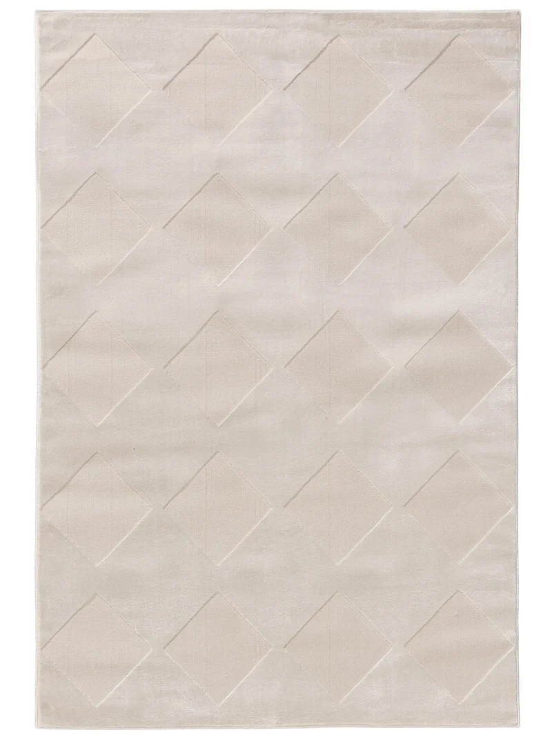 Tapis géométrique motif losange relief crème 120x170 cm