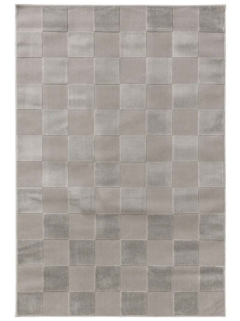 Tapis géométrique motif carré relief gris 140x200 cm