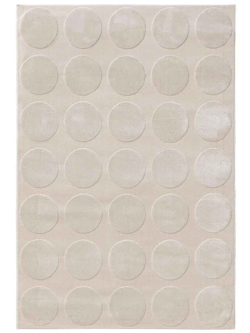 Tapis contemporain motif rond relief blanc 200x300 cm