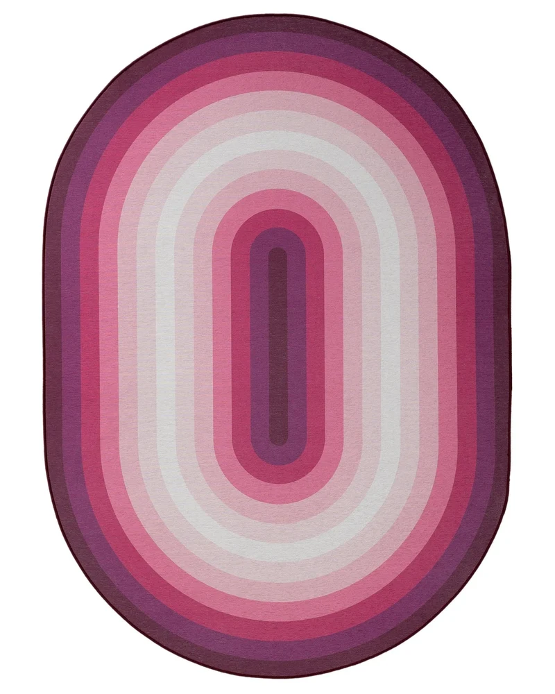 Tapis contemporain dégradé ovale rose 140x200 cm