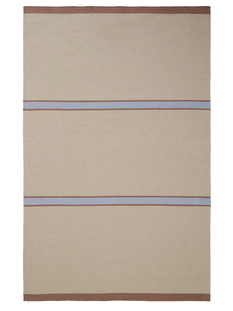 Tapis contemporain motif à bandes marron et bleu en laine 250x350 cm