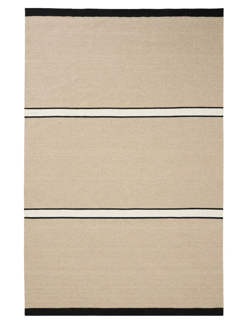 Tapis contemporain motif à bandes beige en laine 120x170 cm