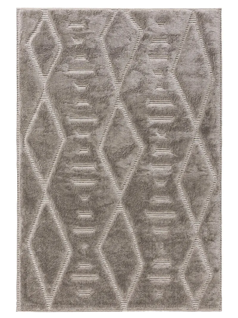 Tapis contemporain texturé motif berbère gris 200x300 cm