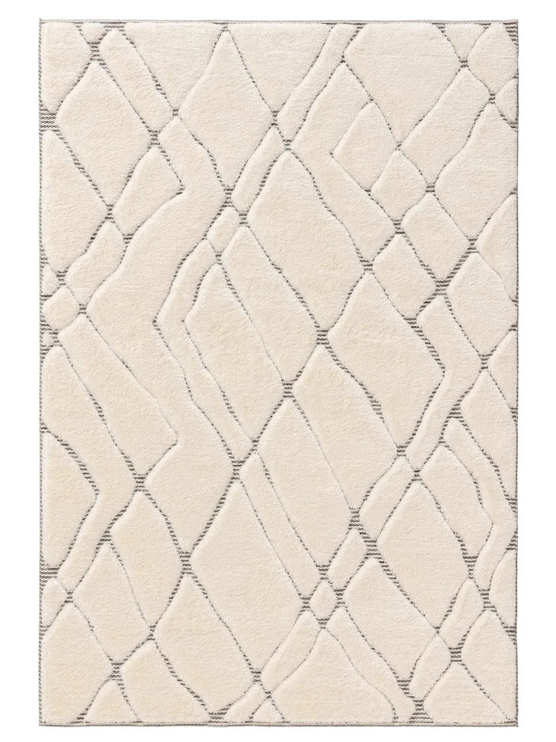Tapis contemporain texturé motif berbère crème et gris 120x170 cm