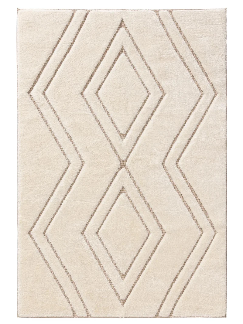 Tapis contemporain texturé motif berbère crème et beige 140x200 cm