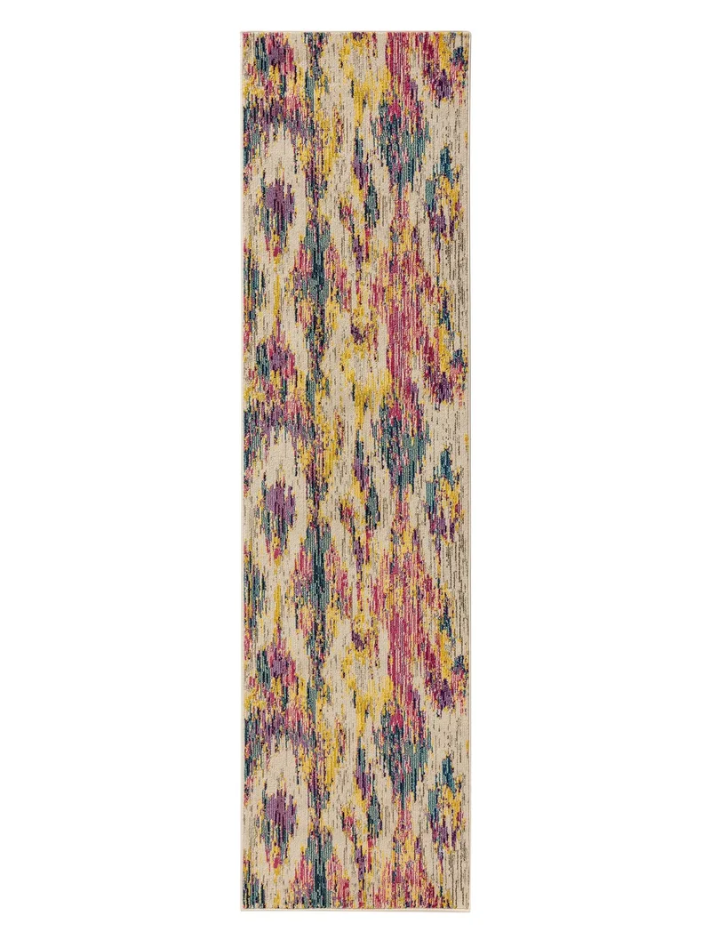 Tapis contemporain motif berbère de couloir multicolore 80x300 cm