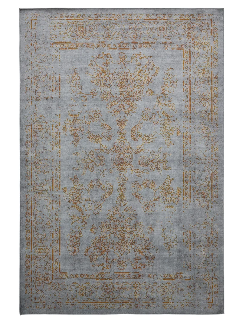 Tapis vintage oriental gris et orange lavable 160x230 cm