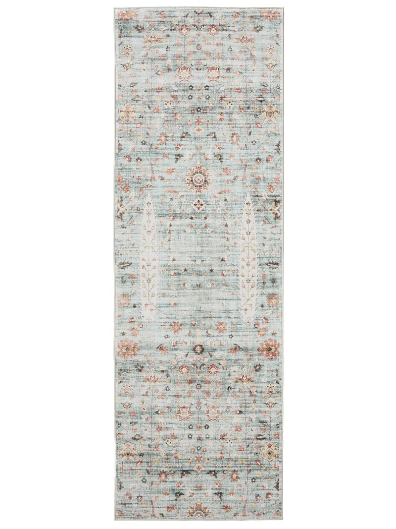 Tapis à fleurs vintage de couloir multicolore lavable 80x240 cm