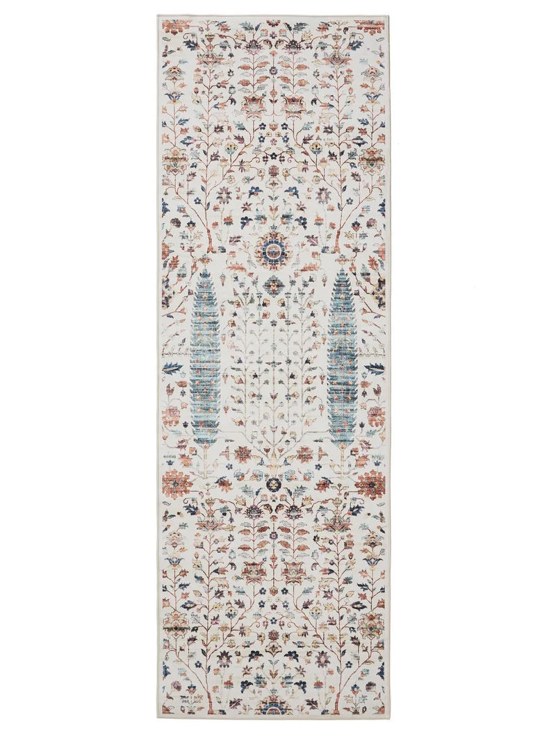 Tapis à fleurs de couloir multicolore lavable 80x240 cm