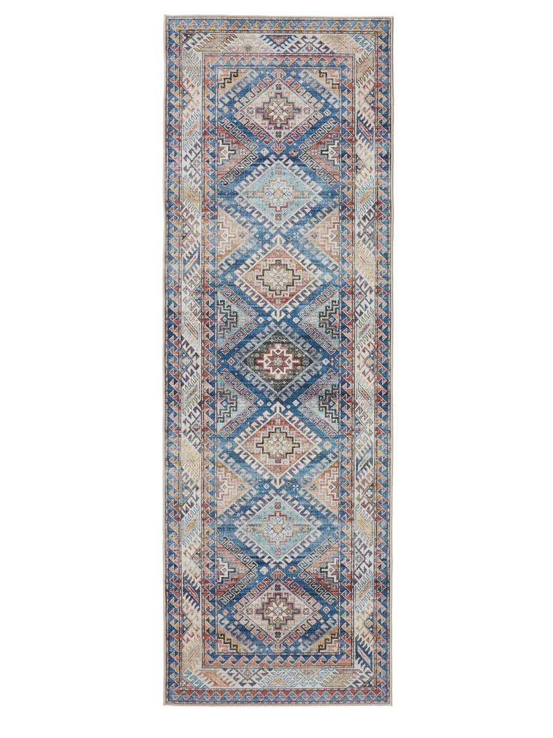 Tapis ethnique vintage de couloir multicolore lavable 80x240 cm