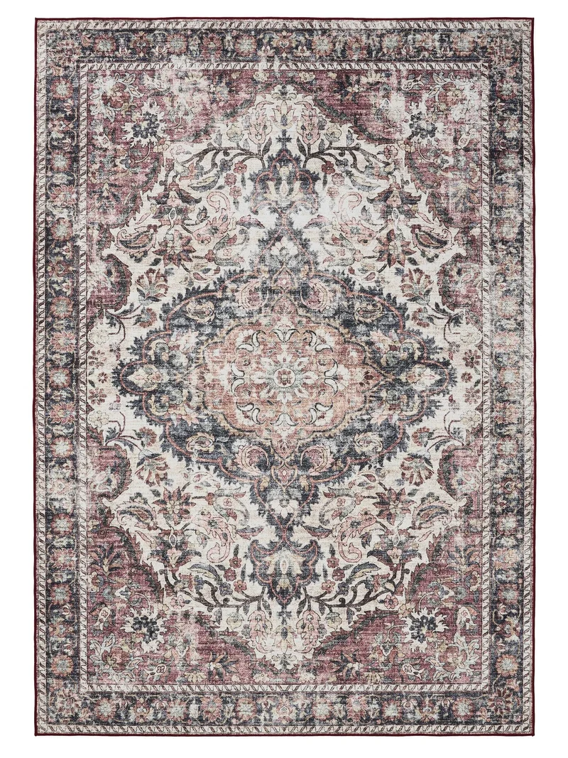 Tapis vintage motif oriental beige lavable 60x120 cm