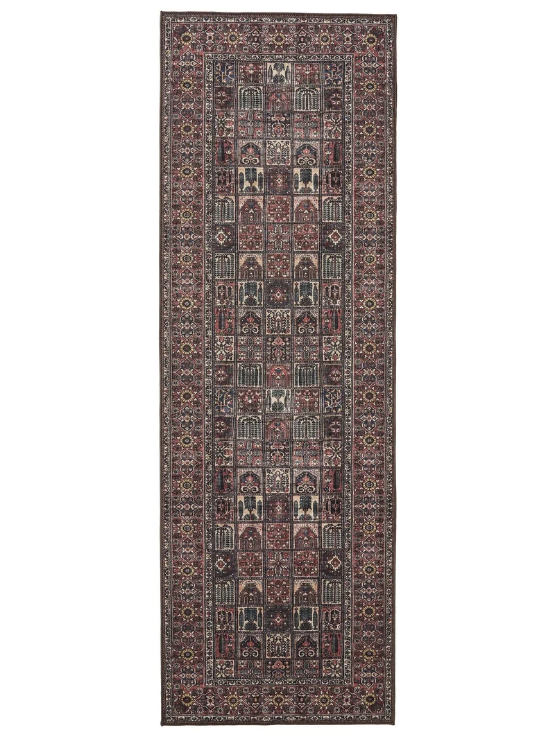 Tapis oriental motif ethnique de couloir multicolore lavable 80x240 cm