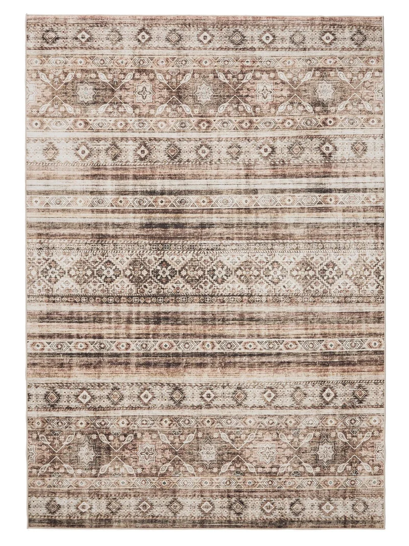 Tapis ethnique vintage marron lavable 140x200 cm