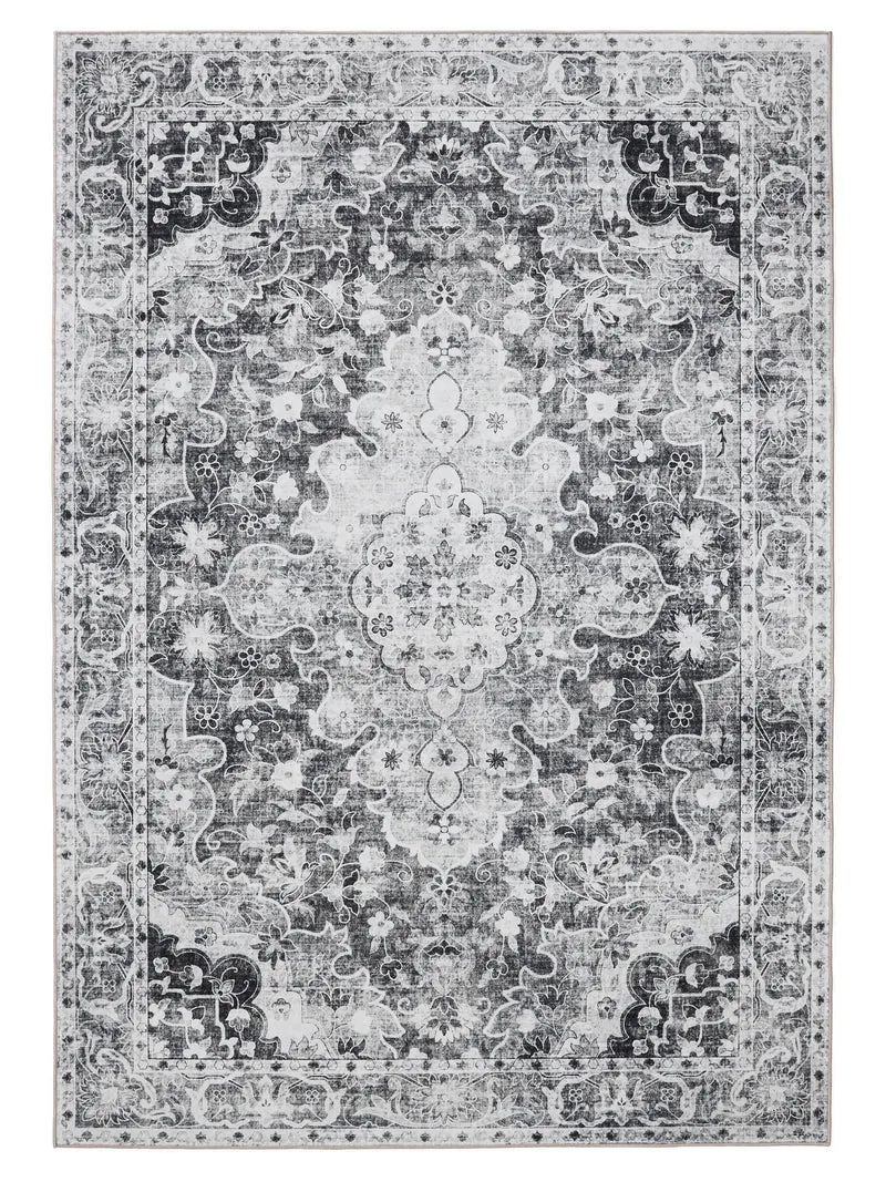 Tapis oriental vintage gris lavable 80x150 cm