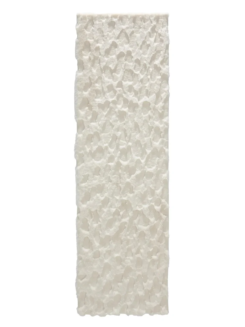 Tapis shaggy design texturé de couloir blanc cassé 60x200 cm
