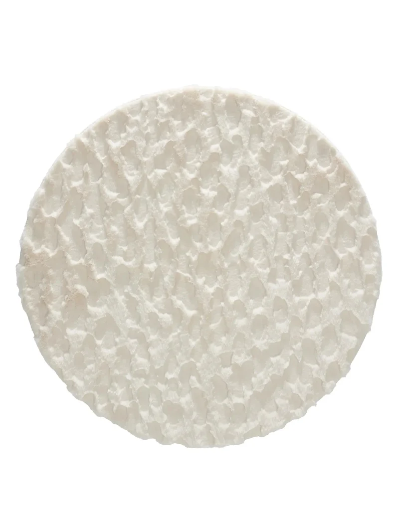 Tapis shaggy design texturé rond blanc cassé 120 cm de diamètre