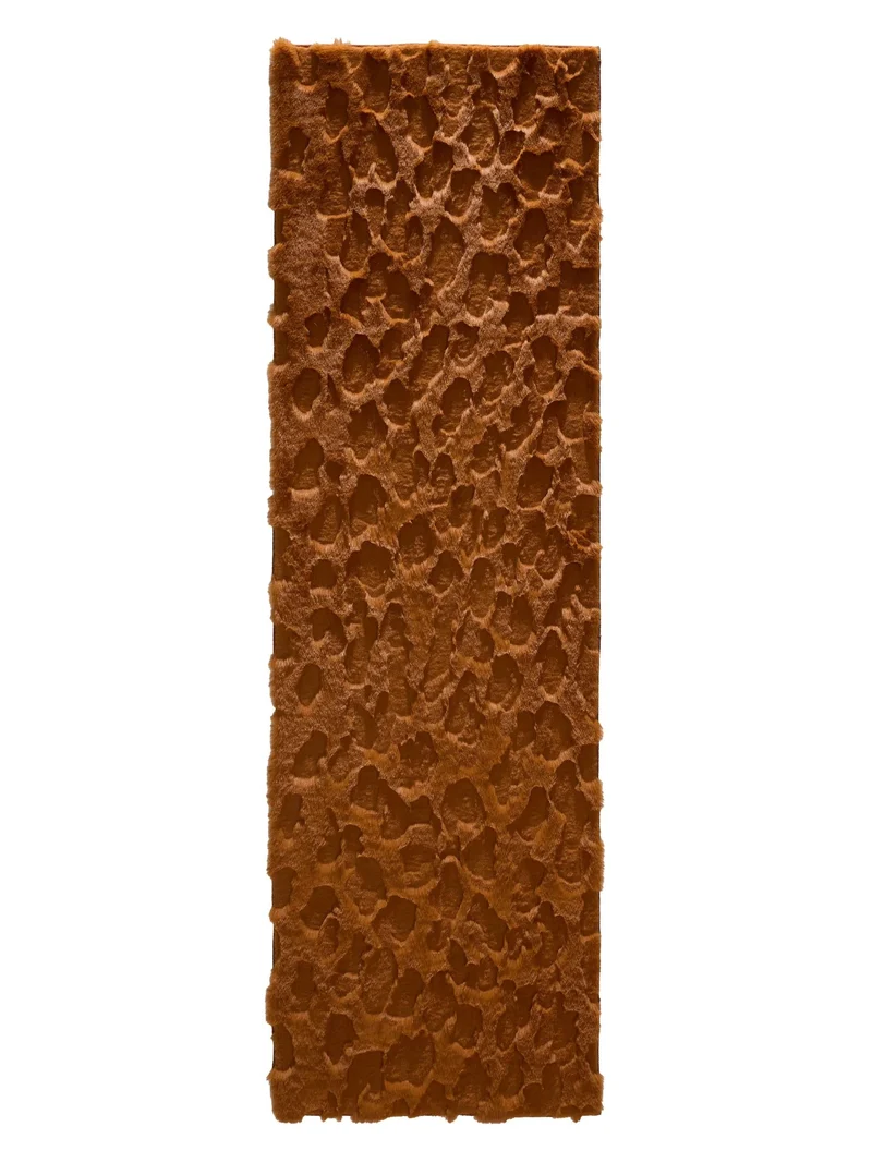 Tapis shaggy design texturé de couloir orange rouille 60x200 cm