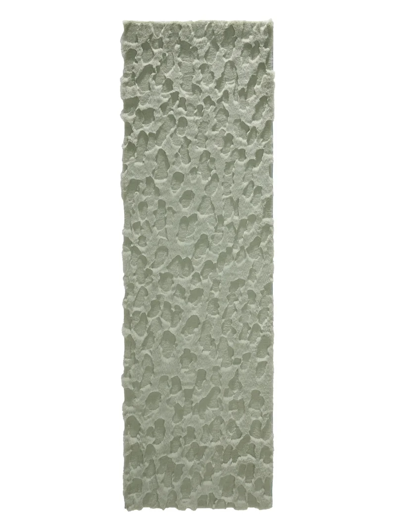 Tapis shaggy design texturé de couloir vert sauge 60x200 cm