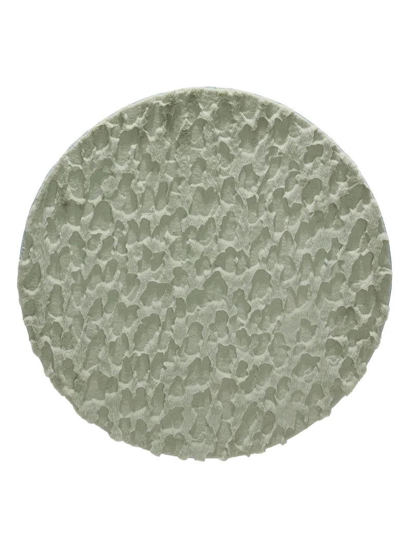 Tapis shaggy design texturé rond vert sauge 160 cm de diamètre