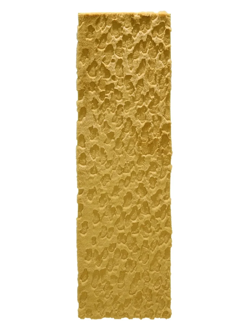 Tapis shaggy design texturé de couloir jaune 60x200 cm