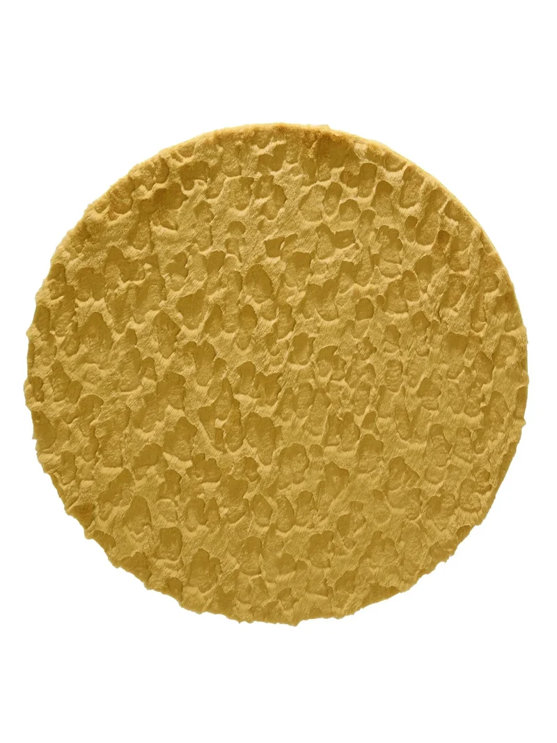 Tapis shaggy design texturé rond jaune 120 cm de diamètre