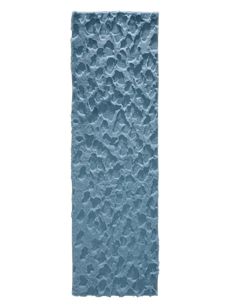 Tapis shaggy design texturé de couloir bleu 60x200 cm