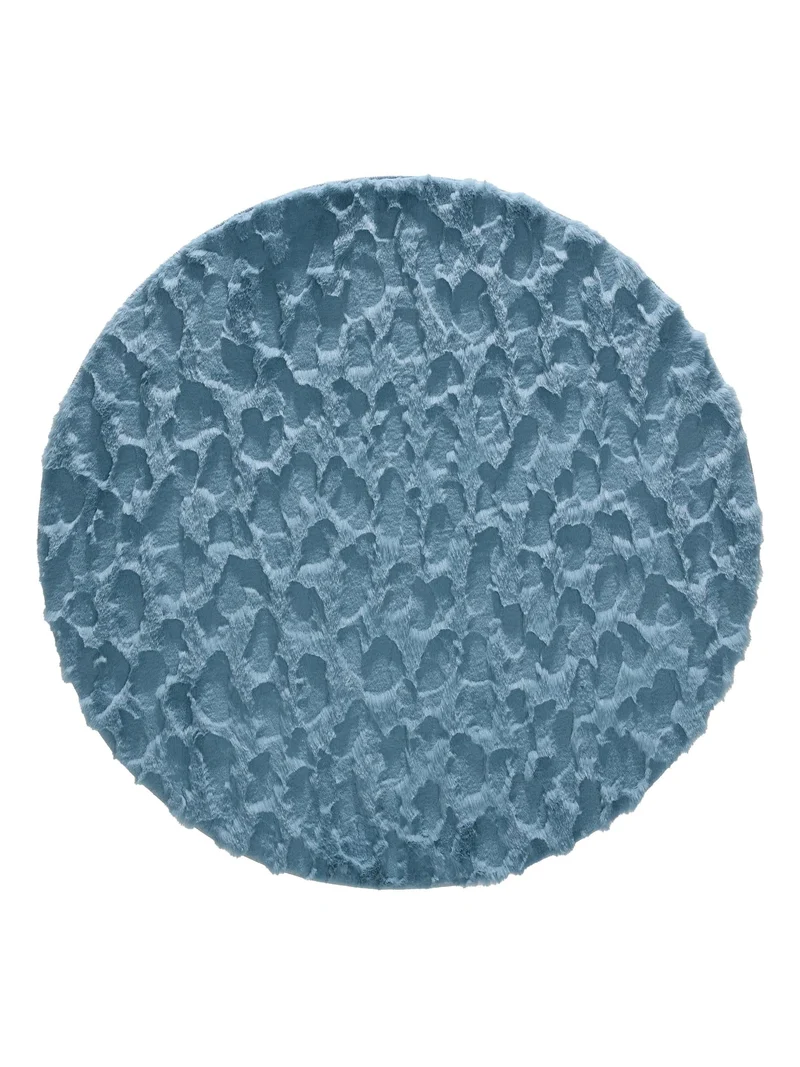 Tapis shaggy design texturé rond bleu 160 cm de diamètre