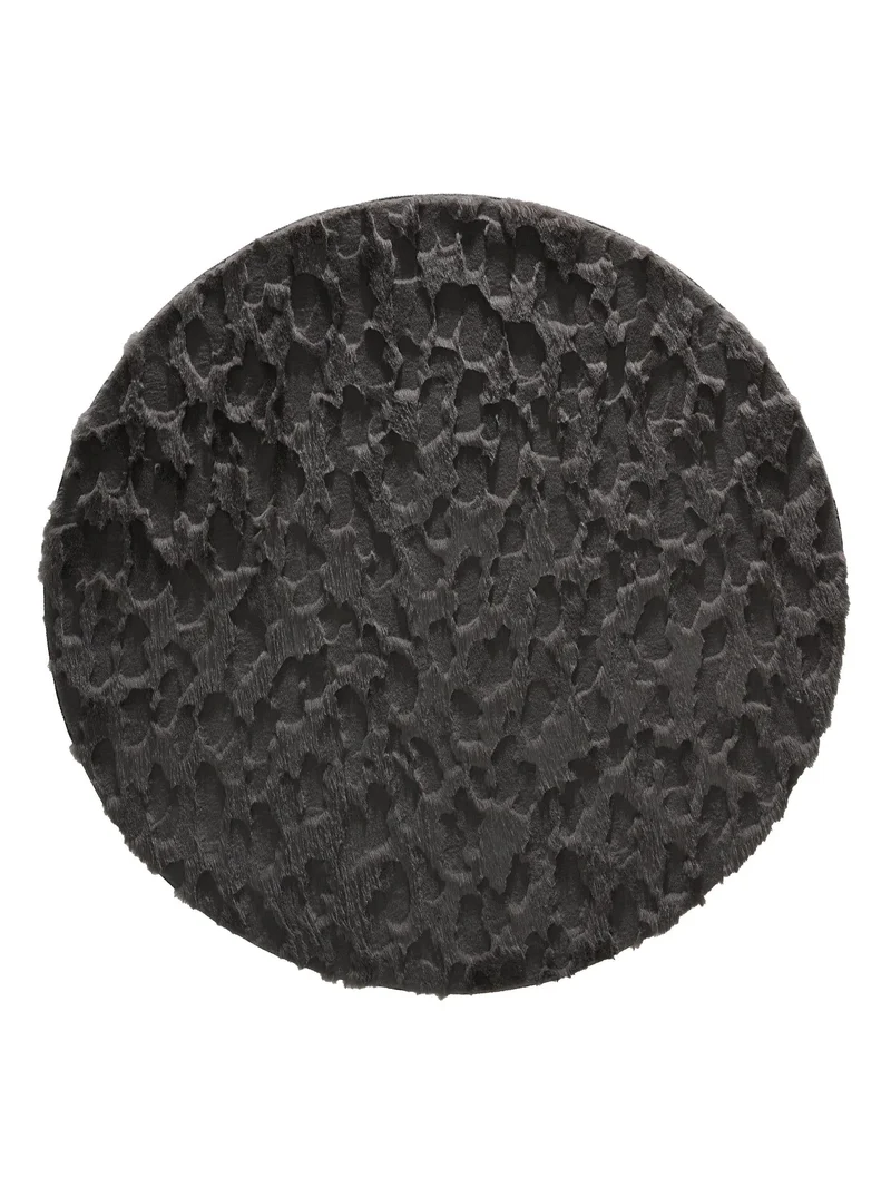 Tapis shaggy design texturé rond noir 160 cm de diamètre