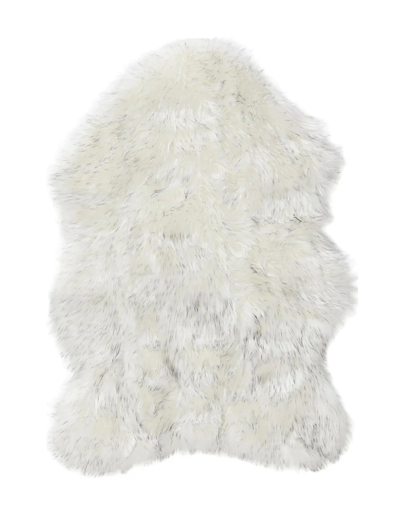 Tapis shaggy forme fausse fourrure noir et blanc 60x90 cm