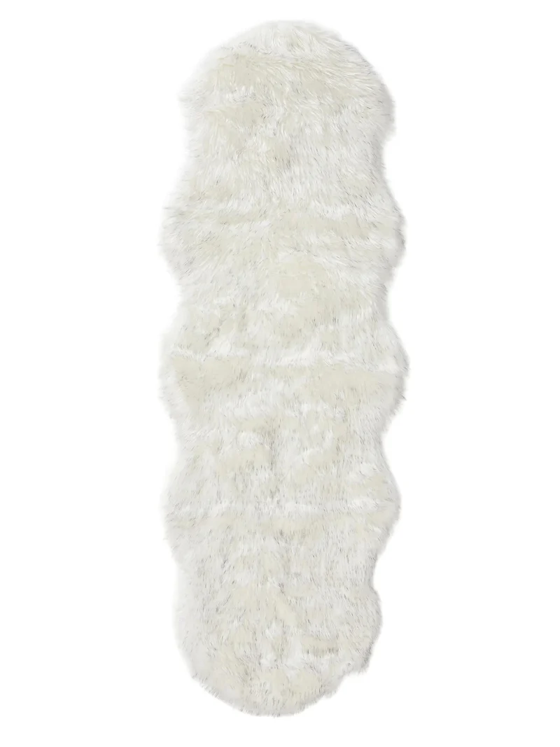 Tapis shaggy forme fausse fourrure descente de lit noir et blanc 60x180 cm