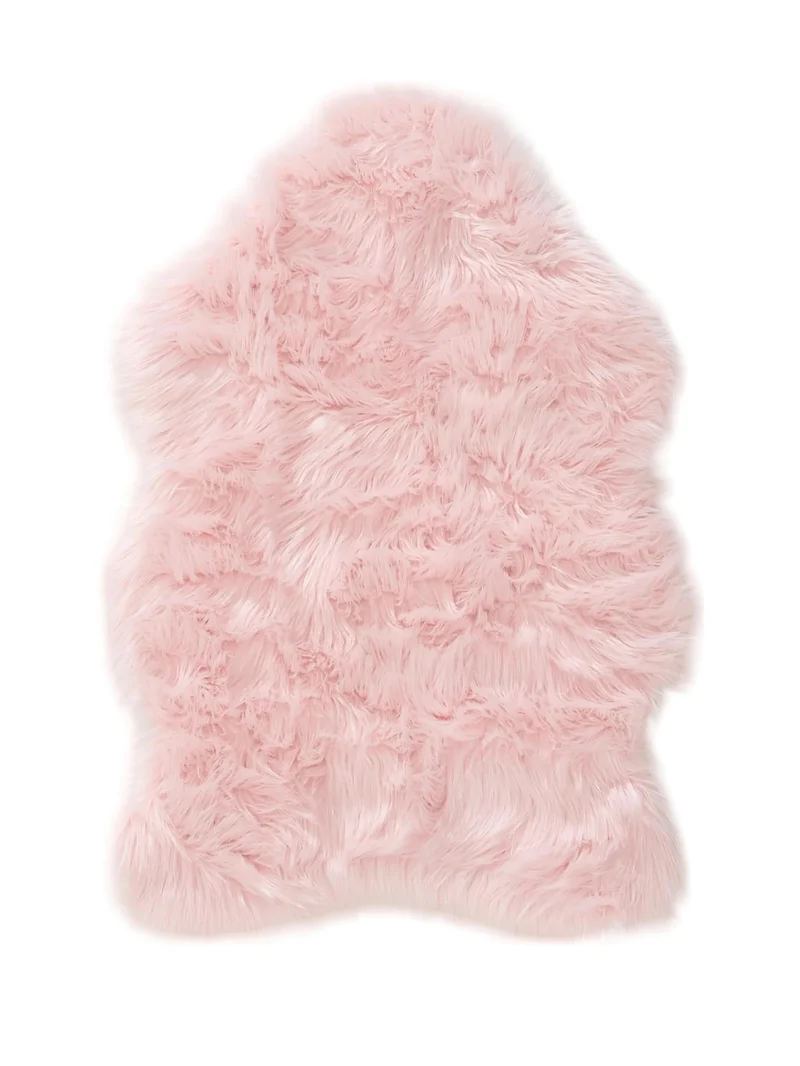 Tapis shaggy forme fausse fourrure rose poudré 60x90 cm