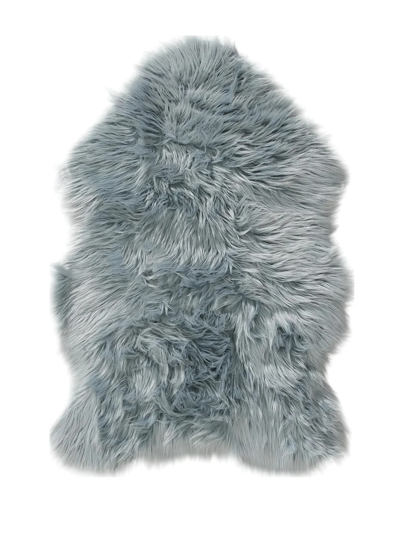 Tapis shaggy forme fausse fourrure bleu 60x90 cm