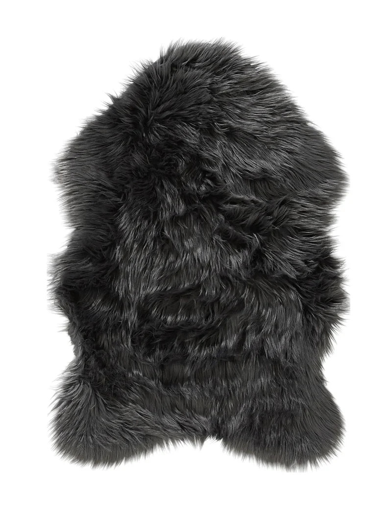 Tapis shaggy forme fausse fourrure noir charbon 60x90 cm