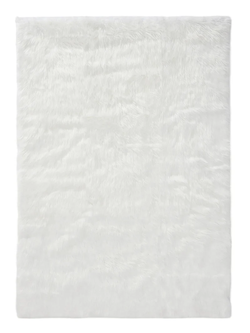 Tapis shaggy effet fourrure blanc 120x170 cm