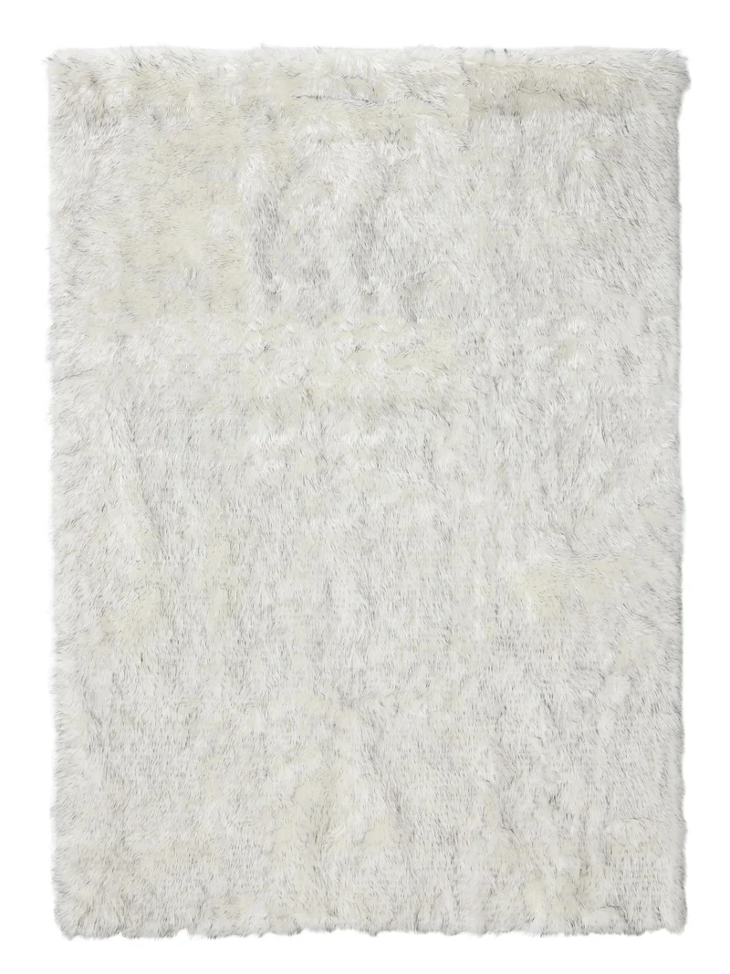 Tapis shaggy effet fourrure noir et blanc 80x150 cm