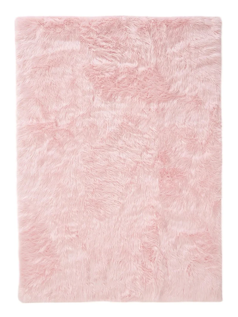 Tapis shaggy effet fourrure rose poudré 60x120 cm