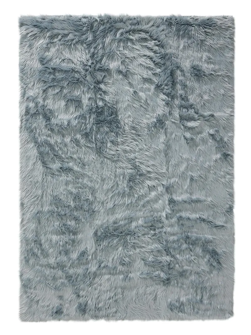 Tapis shaggy effet fourrure bleu 120x170 cm