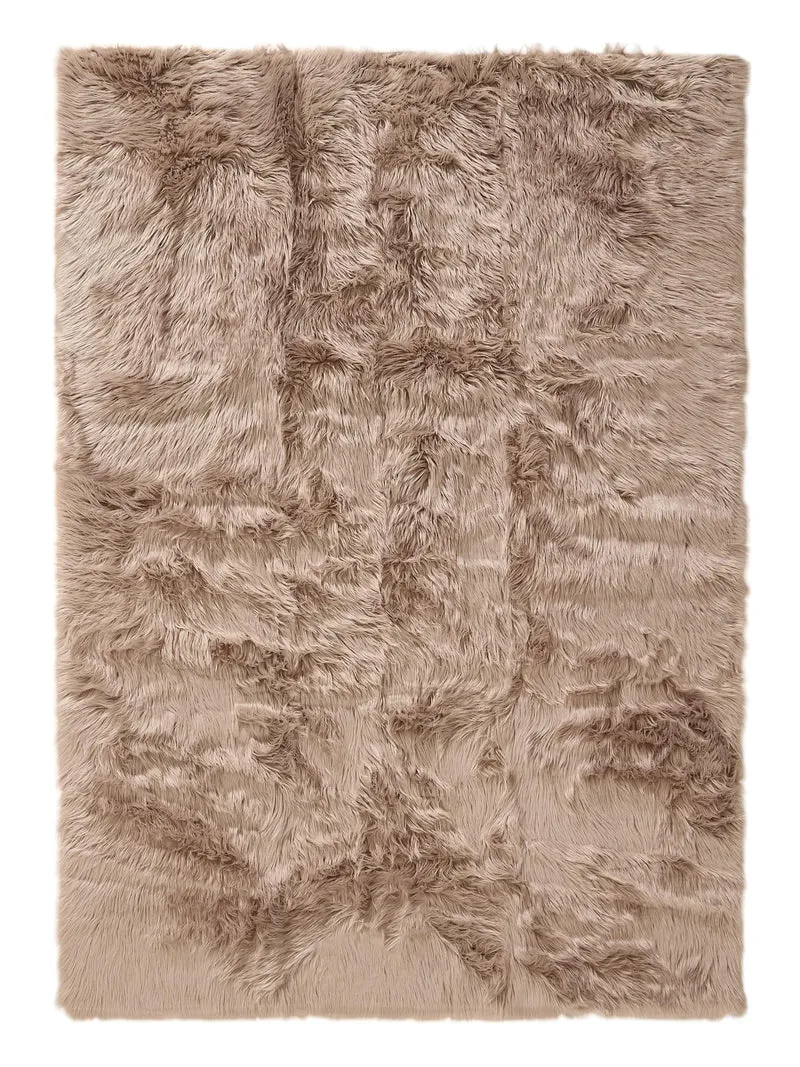 Tapis shaggy effet fourrure beige 120x170 cm