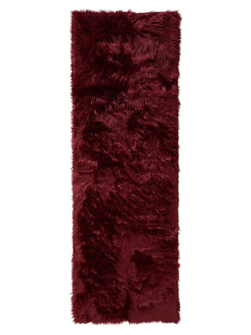Tapis shaggy effet fourrure descente de lit bordeaux 80x240 cm