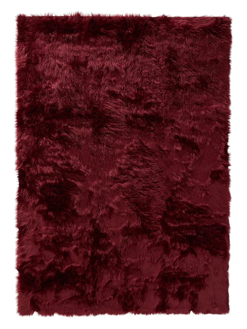 Tapis shaggy effet fourrure bordeaux 160x230 cm
