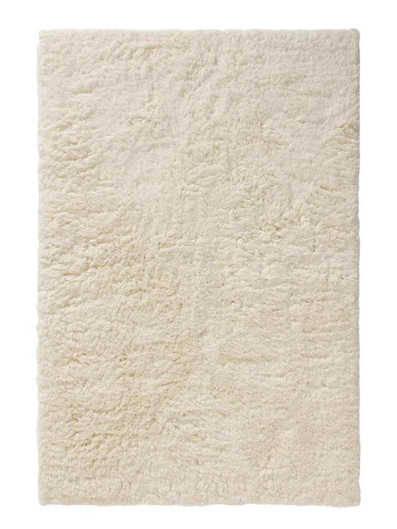 Tapis shaggy poils longs crème en laine 250x350 cm