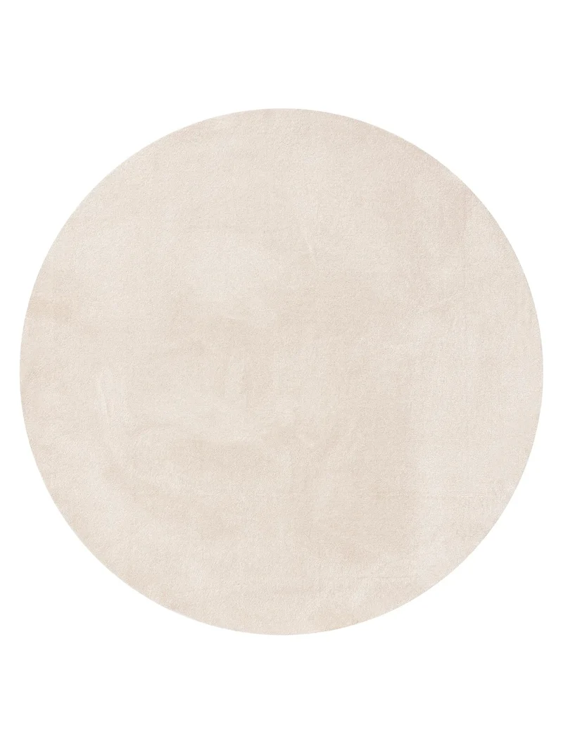 Tapis shaggy uni rond crème 150 cm de diamètre