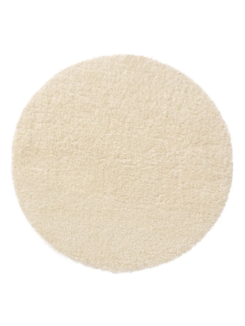 Tapis shaggy uni rond crème 200 cm de diamètre