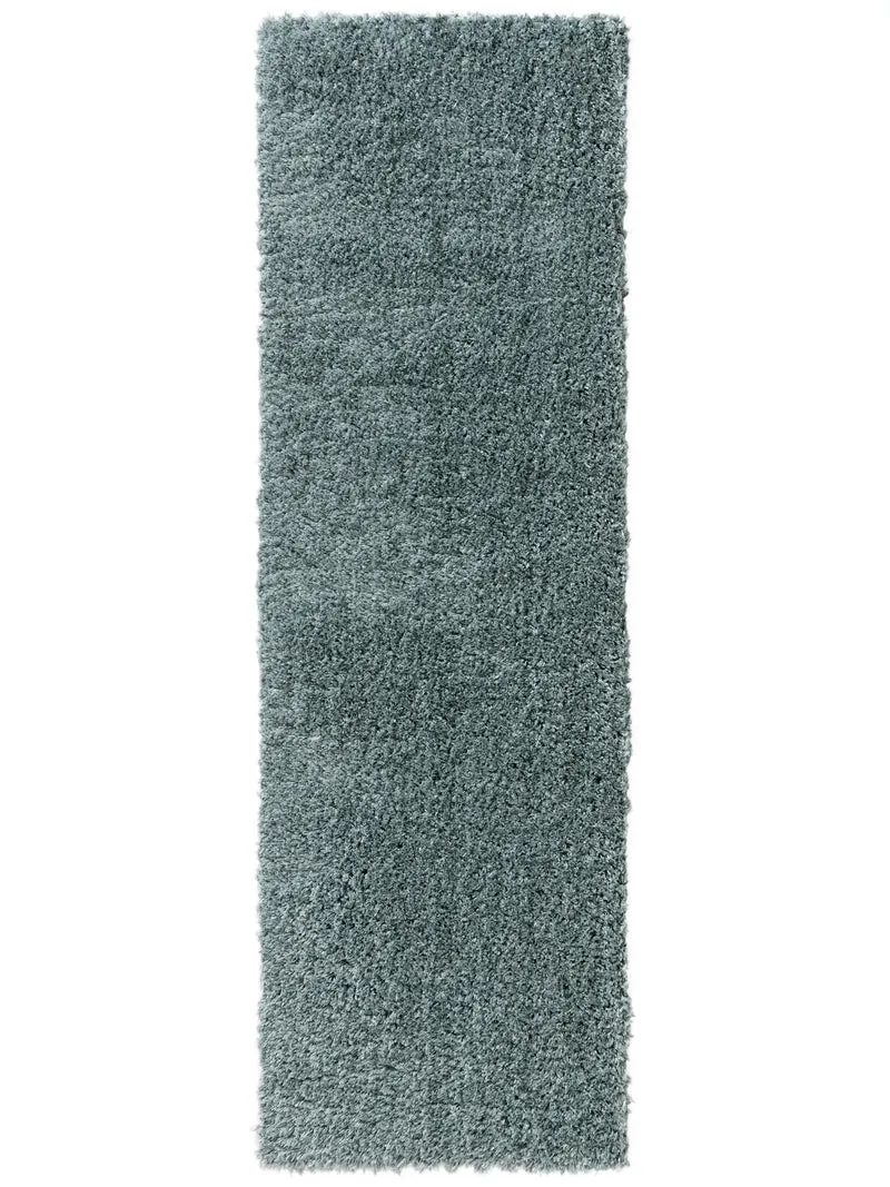 Tapis shaggy uni de couloir turquoise 80x250 cm