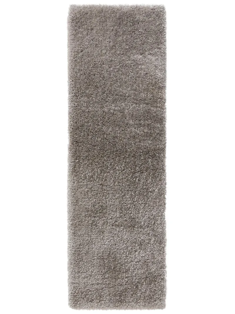 Tapis shaggy uni descente de lit gris 80x250 cm