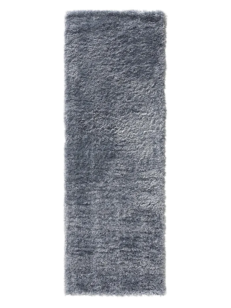 Tapis shaggy descente de lit gris bleuté 70x200 cm